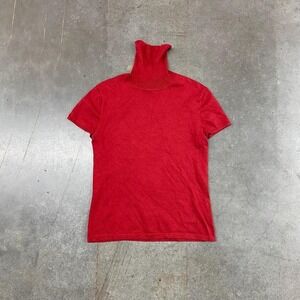 Brooks Brothers Red Silk Cashmere Blend Turtleneck Knit Top Womens M